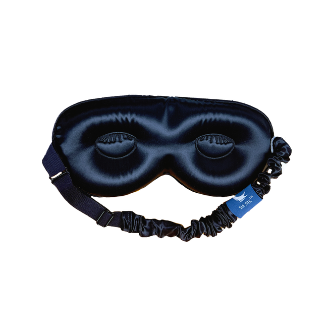 Sia Silk® Sleep Mask with extra deep eye cups for long lashes - Black-gallery-42006100312321