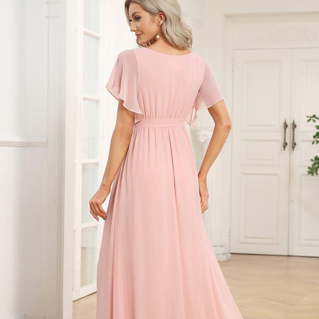 ever LEORA|Flowy Pleated A-Line Chiffon Tie-Waist Bridesmaid Dress-gallery-31317042397258