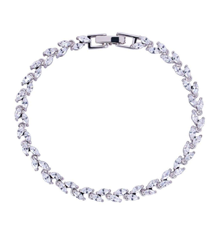 Marquise Cut Cubic Zirconia Tennis Bracelet with White Diamond Cubic Zirconia