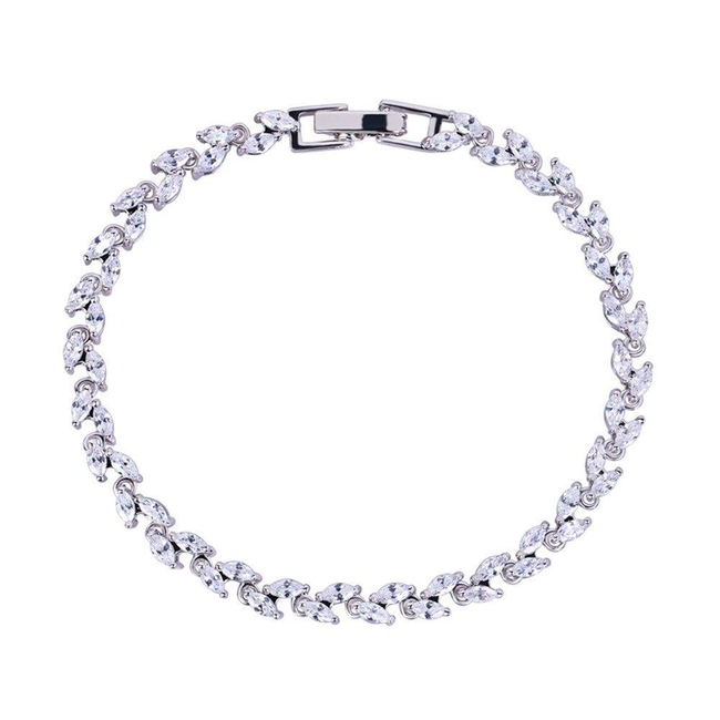 Marquise Cut Cubic Zirconia Tennis Bracelet with White Diamond Cubic Zirconia-gallery-30351699312698