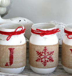 Rustic Farmhouse White & Red Christmas Decor - JOY Table Centerpiece