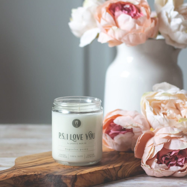 Soy Candle Magnolia + Peony PS I LOVE YOU-gallery-28060940861510