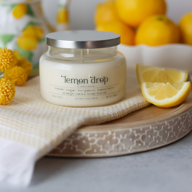 Lemon Drop Scented Soy Candle - 10 oz.-gallery-31311272116294