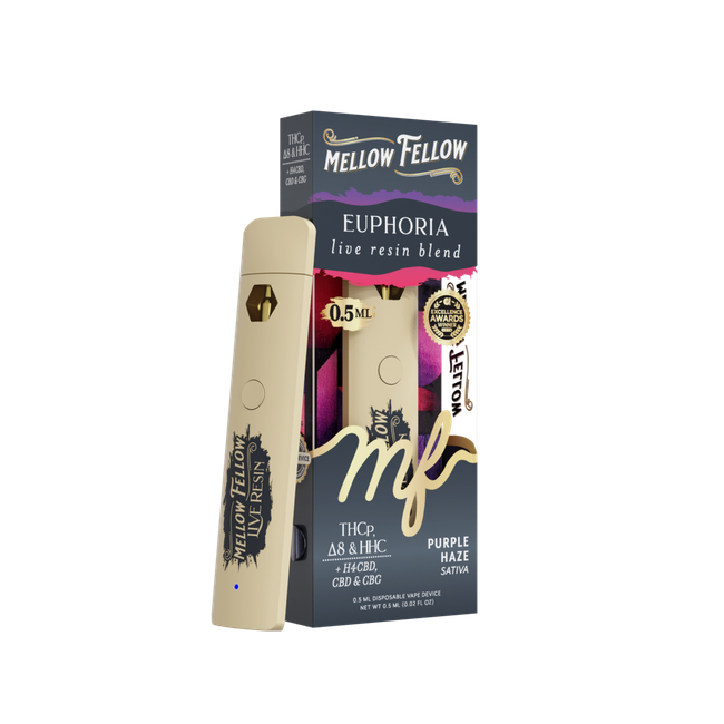 Euphoria Blend 0.5ml Live Resin Disposable Vape - Purple Haze (Sativa)-gallery-38017531019470