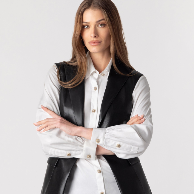Rialto Vegan Leather Sleeveless Blazer-gallery-44400898474234