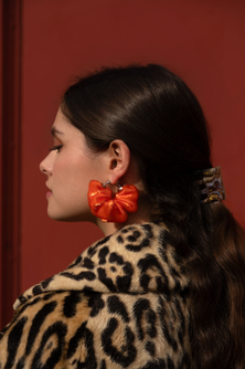 Scrunchie Earrings in Clementine