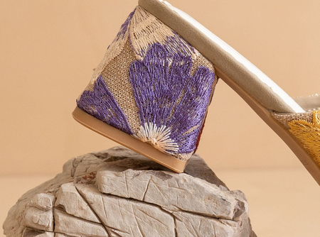 The Emerald | Floral Double Bow Peep Hole Sandal