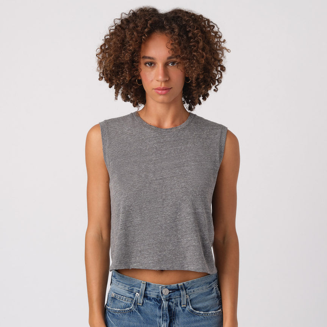 Sleeveless Babe Tee <br> Heather Grey-gallery-31356326510658