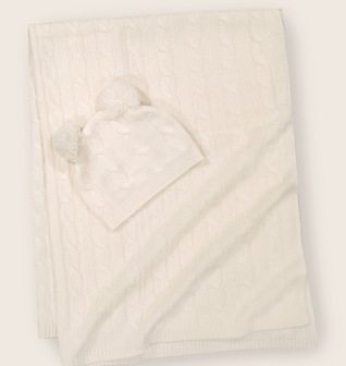 Angel Cashmere Baby Blanket and Hat Set