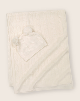 Angel Cashmere Baby Blanket and Hat Set