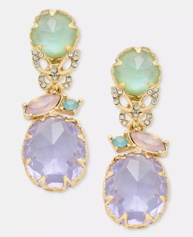 Gold-Tone Stone & Butterfly Drop Earrings