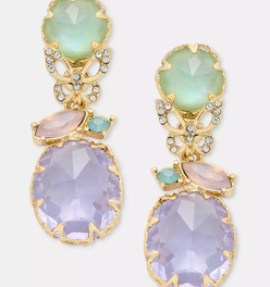 Gold-Tone Stone & Butterfly Drop Earrings