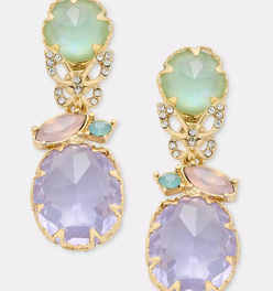 Gold-Tone Stone & Butterfly Drop Earrings
