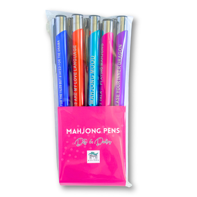 MAHJONG PEN SET | 5 Colorful Pens with Funny Mahjong Sayings-gallery-50991949644087