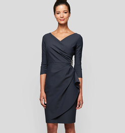 Petite - Diana Cascade Ruffle Sheath Contour Dress