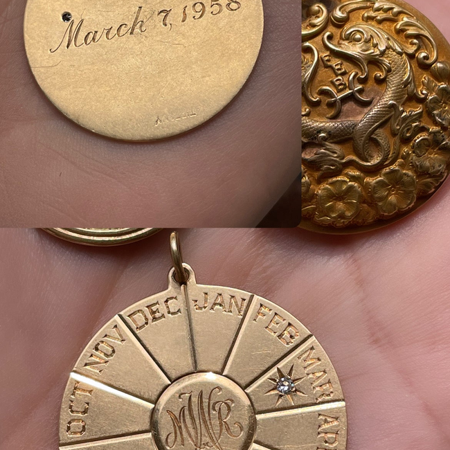 Vintage Tiffany 14K Diamond Calendar Charm-gallery-45118049026363