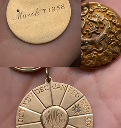 Vintage Tiffany 14K Diamond Calendar Charm