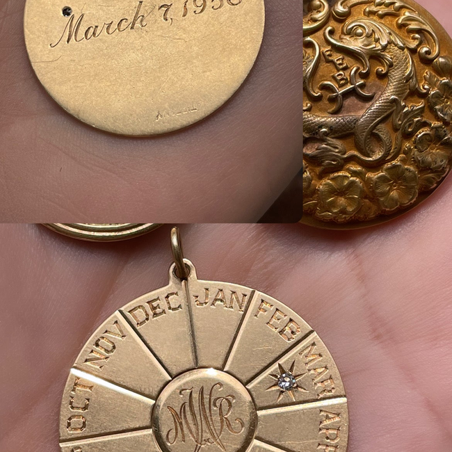 Vintage Tiffany 14K Diamond Calendar Charm-gallery-45118049026363