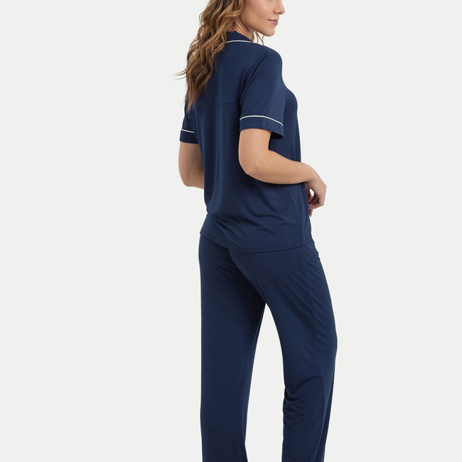 Short Sleeve Bamboo Pajama Set with Pants-gallery-41439020744944