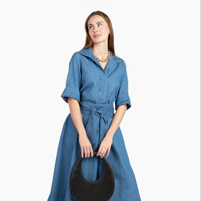 Weekender Belted Caftan - Chambray-gallery-51835078279456
