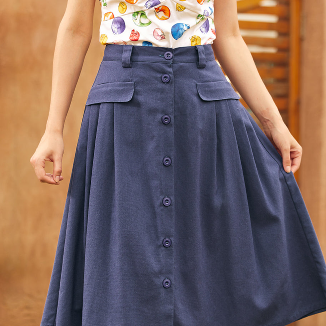 Effortless Feature Midi Skirt-gallery-36621728350379