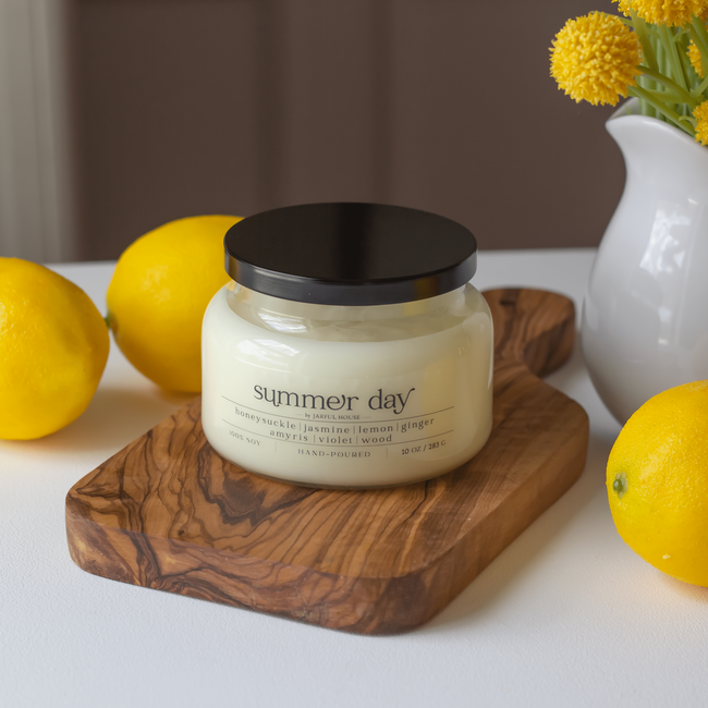 Summer Day Scented Soy Candle | Honeysuckle + Jasmine + Ginger - 10 oz-gallery-29352591261766