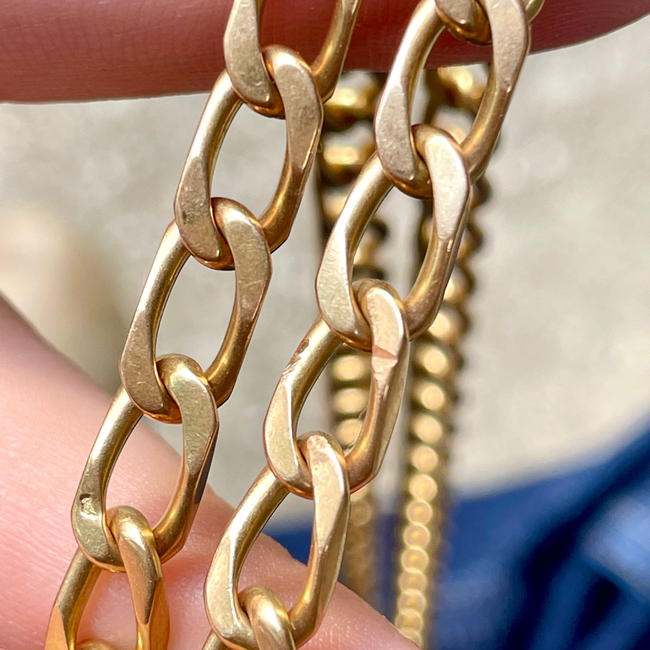 Vintage French yellow 18K gold oval link curb chain likely Rolling et Cie, 37 inch-gallery-53501324099899