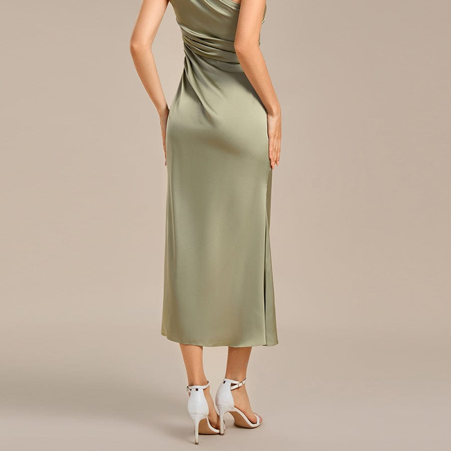 ever REIKO|Satin One Shoulder Ruched Side Split Mermaid Bridesmaid Dress-gallery-33357385695306