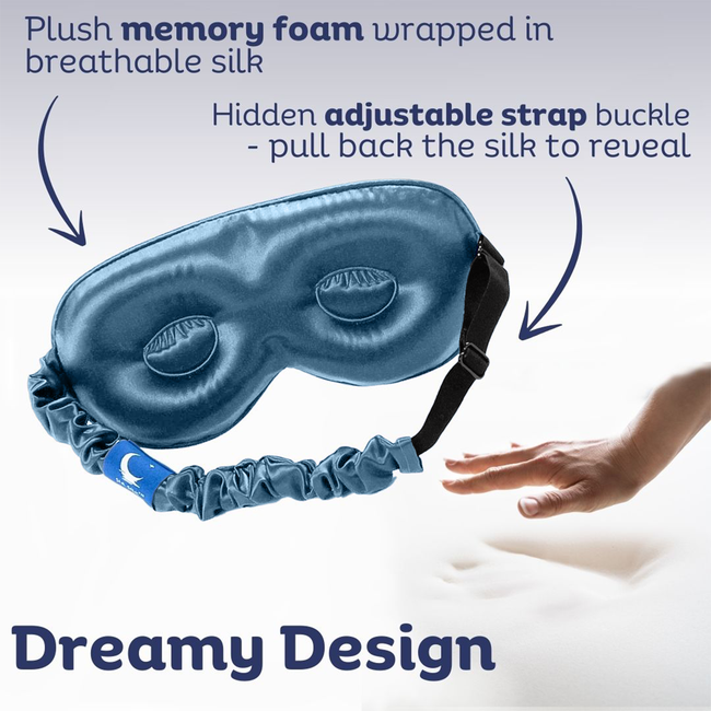 Sia Silk® Sleep Mask with extra deep eye cups for long lashes  - Stormy Blue-gallery-41923364159745