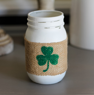 St.Patrick's Day Decor Shamrock Jar Centerpiece