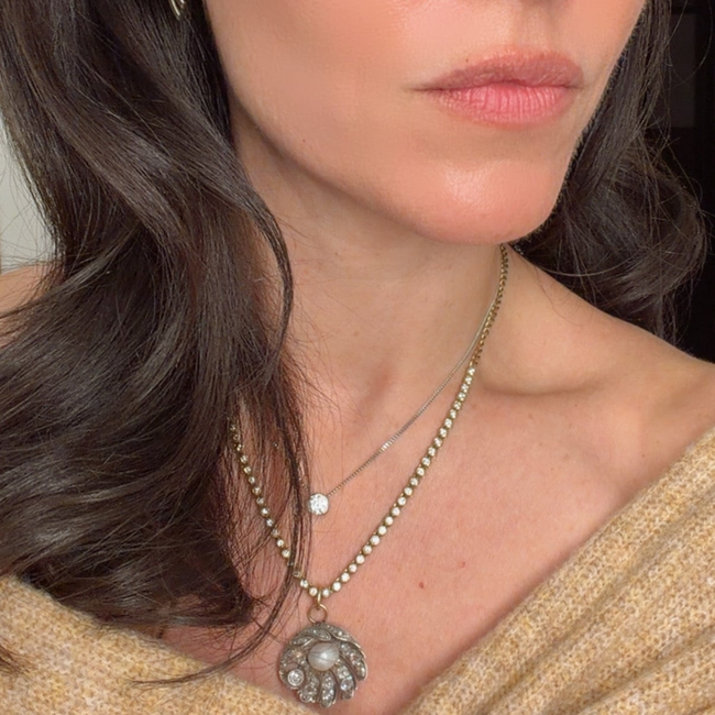 Antique Platinum and yellow 18K approx 10 ctw citrine and 1.2 ctw old mine cut diamond and rose cut -gallery-56907886461243