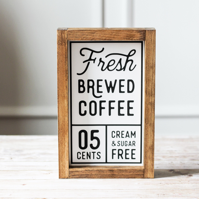 Kitchen Decor Farmhouse Wood Sign Fresh Brewed Coffee  | Coffee Bar Wall Decor-gallery-14120182972486