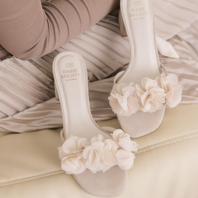 The Noor | Light Grey Romantic Petal Detail Heels-gallery-34702037156017