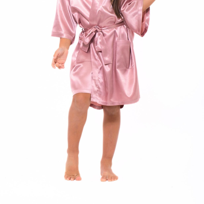 Pink Satin Kimono Kid's Robe-gallery-48146519261443