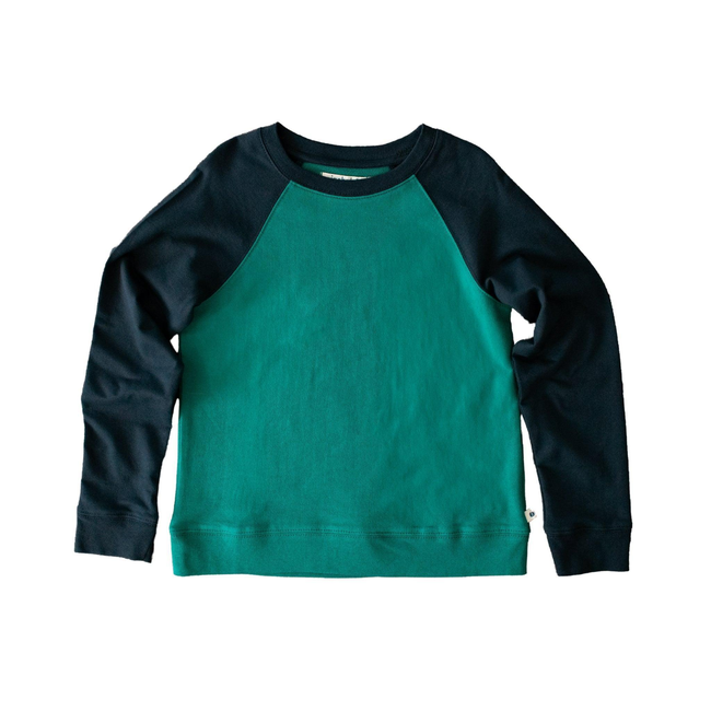 Stevie Raglan Sweatshirt - Hunter Green & Navy Color Block-gallery-47001175884075