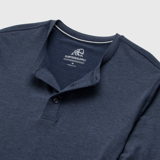 Sean Ultra Soft Classic Henley - Navy Heather-gallery-44013876871426