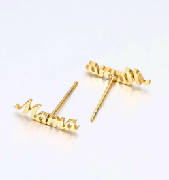 "MAMA" Gold Stud Earrings