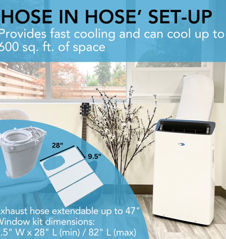Whynter NEX Inverter Dual Hose Cooling Portable Air Conditioner, 12,000 BTU (10,000 BTU SACC), 500 s