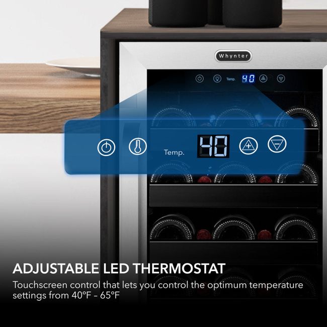 Whynter BWR‑308SB 15″ Built‑In/Undercounter 33‑Bottle Wine Refrigerator – Stainless Steel Trim, Digi-gallery-47956669563128