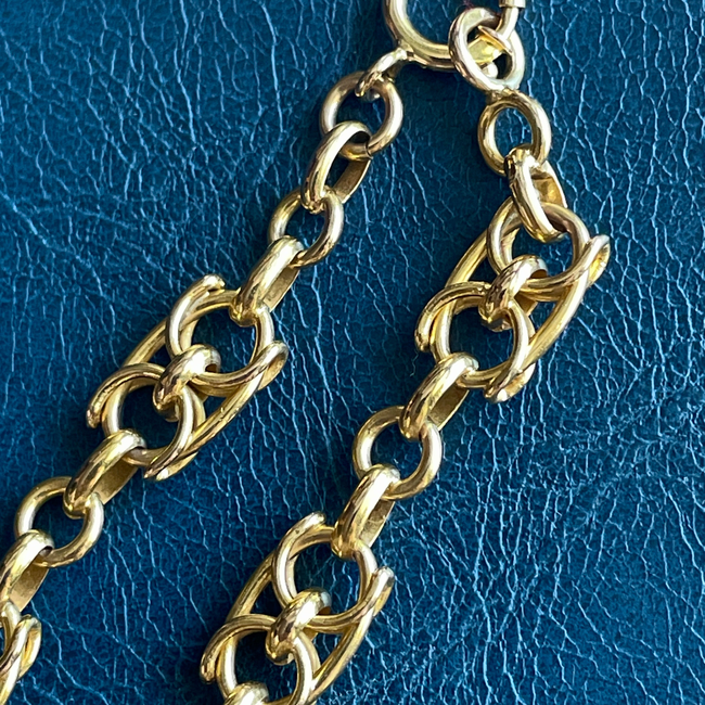 Antique French circa 1800s yellow 18K fancy mariner link chain, 20.5 inch adjustable-gallery-56081505190203