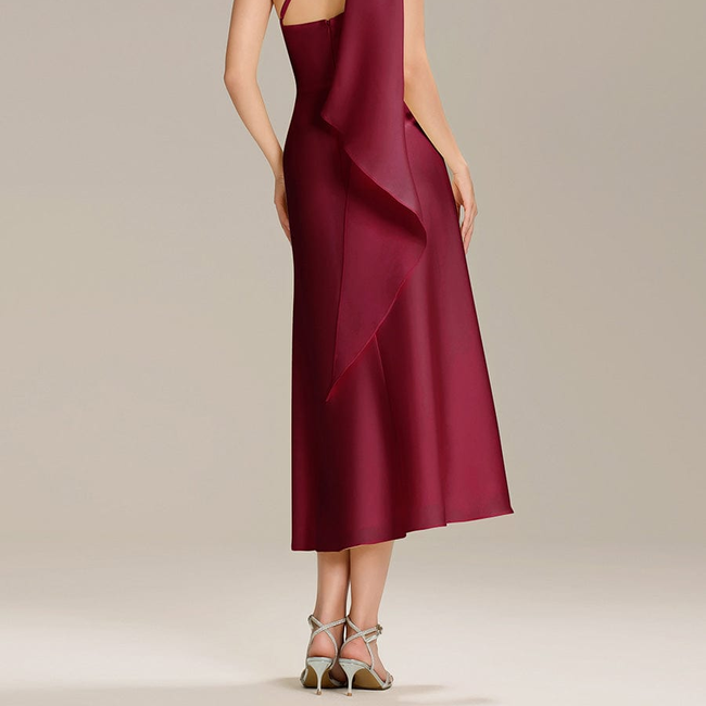 Satin One-Shoulder Midi Wedding Guest Dress-gallery-33725171073098