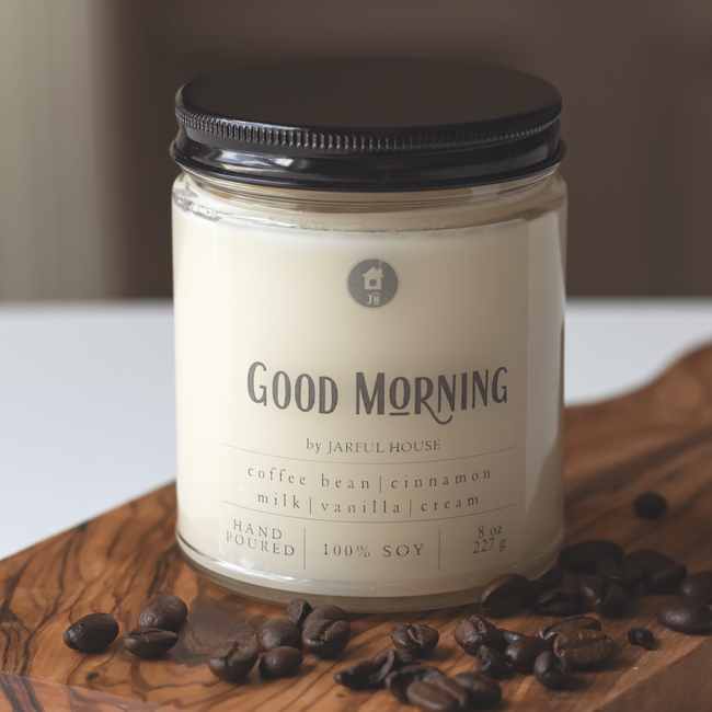 Good Morning Soy Candle | Coffee Latte Scent - 8 oz.-gallery-29352579039302