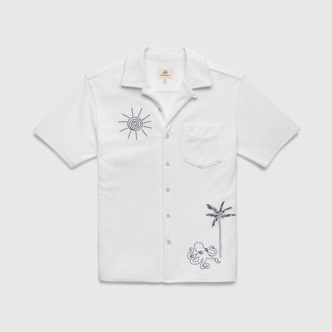 Mariner Saltwater Terry Camp Collar Shirt - Brilliant White-gallery-47041083638018