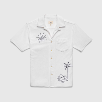 Mariner Saltwater Terry Camp Collar Shirt - Brilliant White