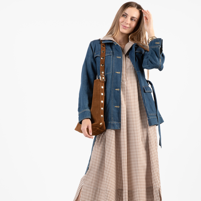 Weekender Caftan Dress - Gingham Tudor Brown-gallery-50552136761632