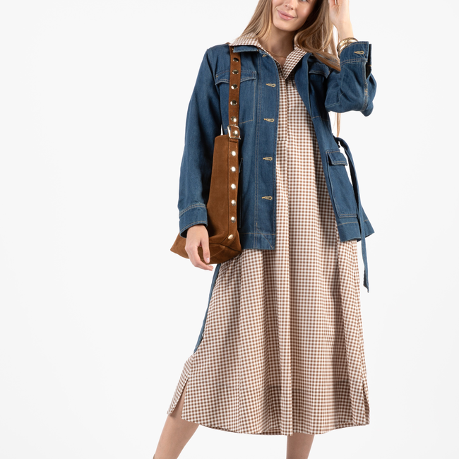 Weekender Caftan Dress - Gingham Tudor Brown-gallery-50552136761632