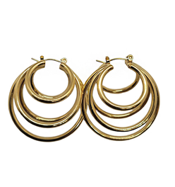 5 Ring Gold Hoop Earrings