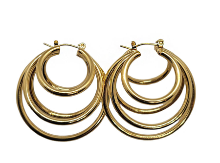 5 Ring Gold Hoop Earrings