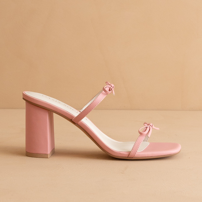 The Wendy | Pink Double Strap Double Bow Heels-gallery-38145276379313