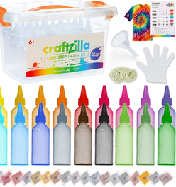 Craftzilla Tie-Dye Kit, Pre-Filled Squeeze Bottles - Complete 18 Color DIY Kit